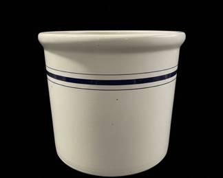 Vintage Blue Stripe Stoneware Crock