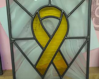 Stained Glass Yellow Ribbon Panel