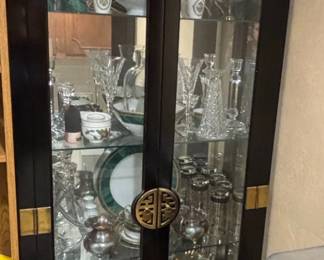 Vintage Henredon Black Lacquer and Brass Display Cabinet second image