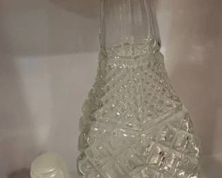 Anchor Hocking Wexford Diamond Cut Glass Decanter No Stopper