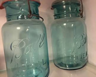 Ball Ideal Aqua Blue Quart Mason Jars Set of