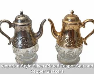 Victorian Style SilverPlated Teapot Salt and Pepper Shakers