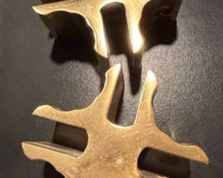 MidCentury Modern Brass Jacks Bookends