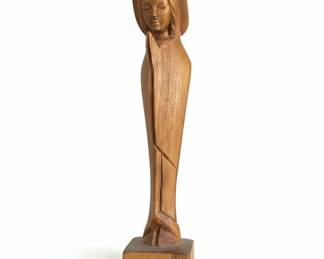 MidCentury Modern HandCarved Religious Figurines Madonna and Child second image