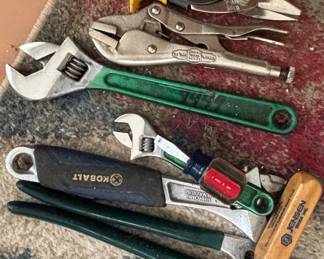 Wiss Aviation Snips, ViseGrip Pliers, Kobalt and Jensen Wrenches
