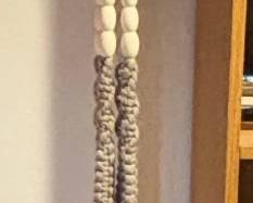 Vintage Macrame Plant Hanger with Wooden Beads