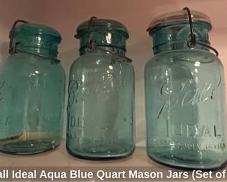 Ball Ideal Aqua Blue Quart Mason Jars Set of second image