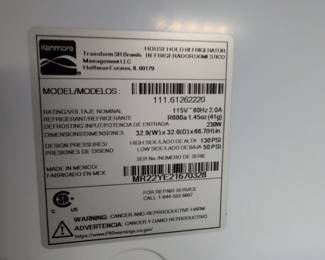 Kenmore TopFreezer Refrigerator Model . third image