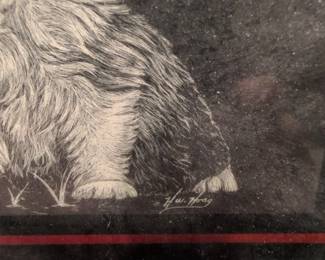 H.W. Hoag Cat and Butterfly Scratchboard Art Print second image