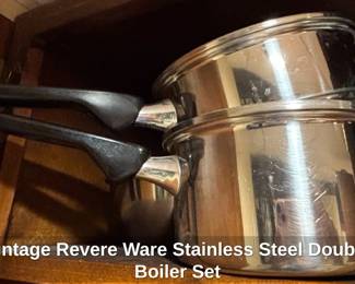 Vintage Revere Ware Stainless Steel Double Boiler Set second image