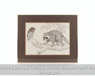 Steve Leonardi Limited Edition Raccoon and Owl Lithograph