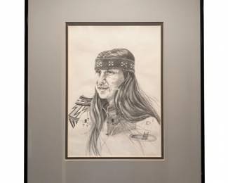 Native American Portrait Drawing by Dan Brewster
