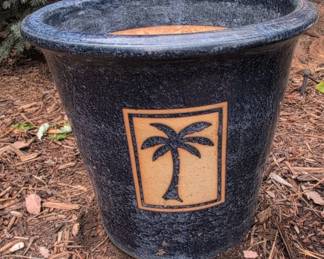 Glazed Ceramic Palm Tree Motif Planter