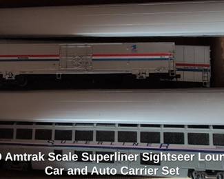 HO Amtrak Scale Superliner Sightseer Lounge Car and Auto Carrier Set