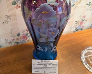 Fenton  hand painted vase