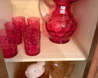Fenton glass and pitcher set