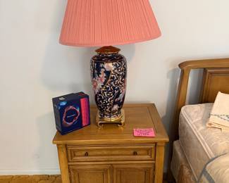 Pair of Vintage navy Asian urn lamps