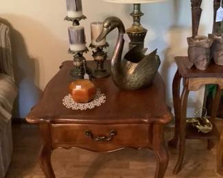 End Table, Brass Swan