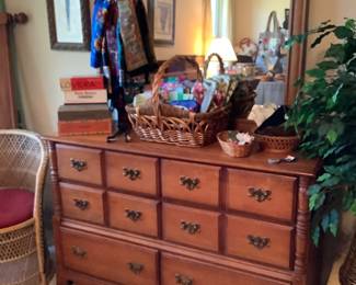 Maple Colonial Style Dresser and Mirror