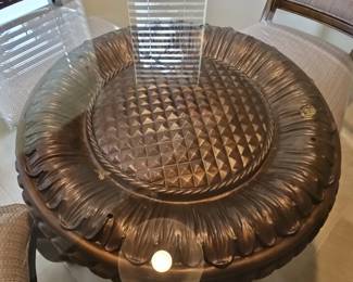 Sunflower Dining Table with Glass Top and Four Chairs FortySeven Inches in Diameter second image