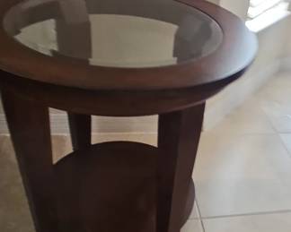 Bassett Furniture Round GlassTop End Tables Set of Two second image
