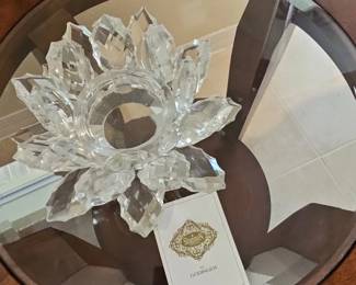 Shannon Crystal by Godinger Lotus Flower Tea Light Candle Holder Set of Two