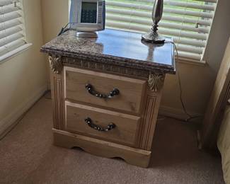 Traditional TwoDrawer Nightstand with Stone Top