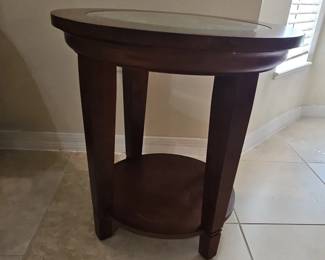 Bassett Furniture Round GlassTop End Tables Set of Two