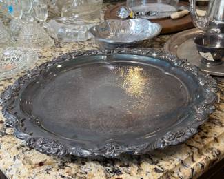 Footed silver tray