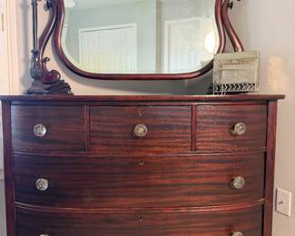 antique mahogany bow-front dresser