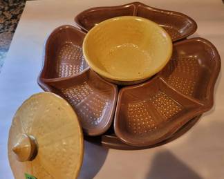 McCoy USA segmented ceramic lazy susan server