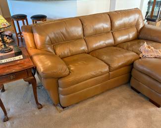 Over-Stuffed Leather Sofa and Ottoman