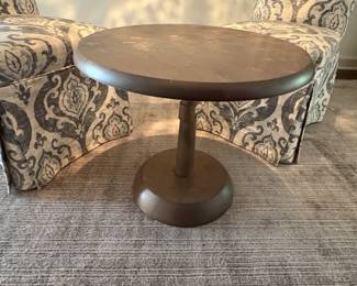 Andrew Finnigan hand, turn offset pedestal side table in oxidized gray maple $500 see previous photo