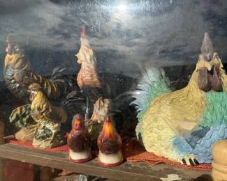 Roosters and chickens