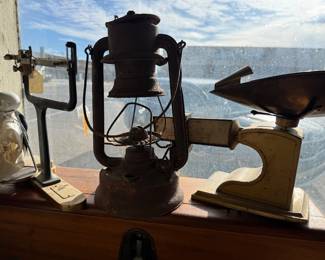 Antique scale and lantern