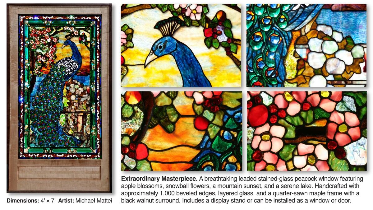 Peacock Window, Unique Treasures, Fine Art starts on 9/27/2026