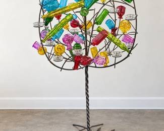 Bottle Tree with LED candles