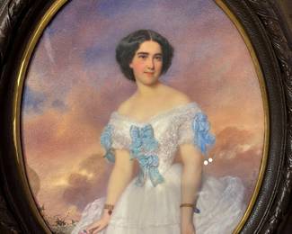 Fabulous watercolor of a lady signed and dated 1855