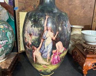Very large 19th century, porcelain vase handpainted