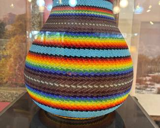 Beautiful beaded Indian vase