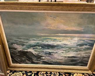 Beautiful large ocean scape oil on canvas