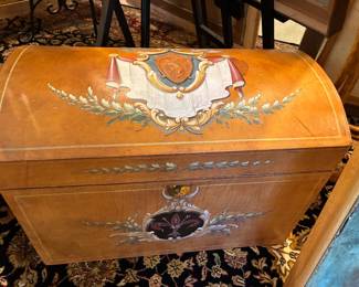 Beautiful large leather, hand-painted trunk