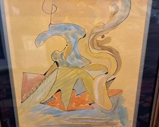 Signed and dated modern watercolor dated 1951