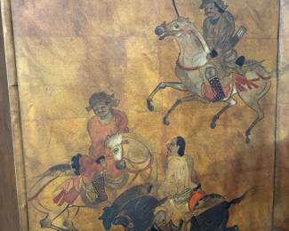 Four panel Chinese hand-painted screen