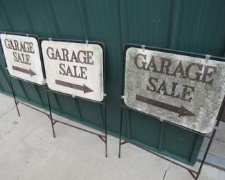 Lot 106. Three rebar Garage Sale signs