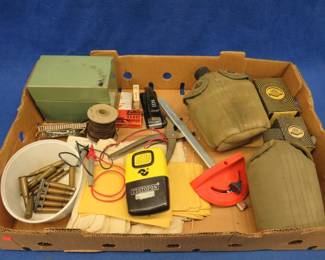 Lot 257. Canteens, leather punch, rectifier, and more