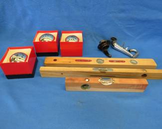 Lot 349. Levels, Italian flower frogs, and some old phonograph parts