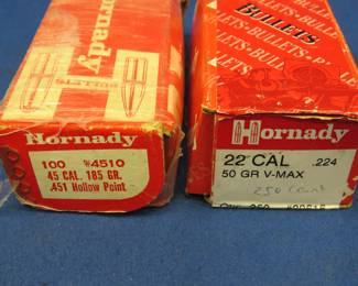 Lot 234. 250 Hornady 22 caliber bullets and approx. 100 Hornady 45 caliber bullets