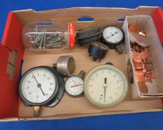 Lot 377. Gauges and some copper scraps and trinkets
