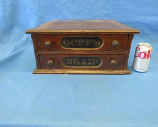 Lot 382. Goff's Brand two drawer spool cabinet. 17 x 17 x 7.5 inches
